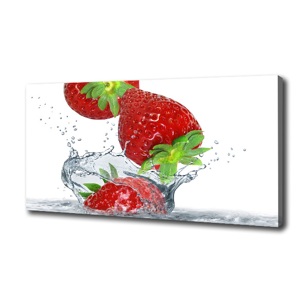 Cuadro canvas moderno de gran formato horizontal Fresas y agua