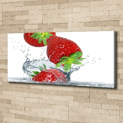 Cuadro canvas moderno de gran formato horizontal Fresas y agua