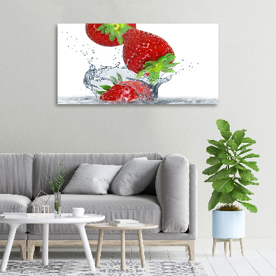 Cuadro canvas moderno de gran formato horizontal Fresas y agua