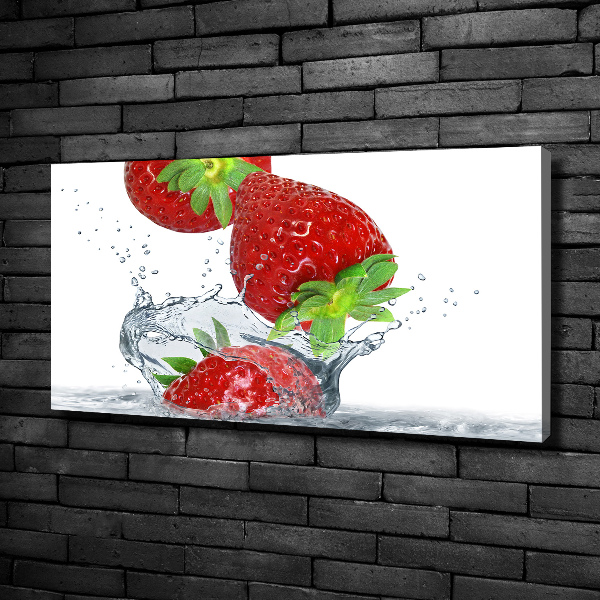 Cuadro canvas moderno de gran formato horizontal Fresas y agua