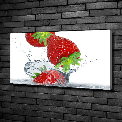Cuadro canvas moderno de gran formato horizontal Fresas y agua