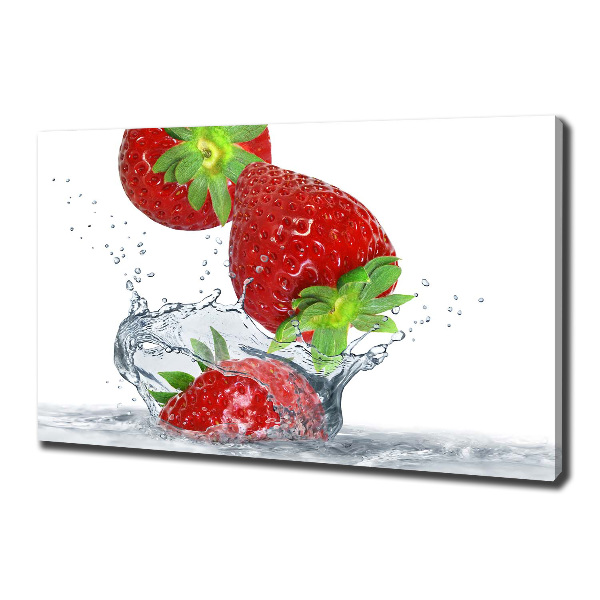 Cuadro canvas moderno de gran formato horizontal Fresas y agua