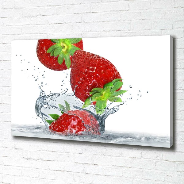Cuadro canvas moderno de gran formato horizontal Fresas y agua