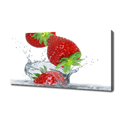 Cuadro canvas moderno de gran formato horizontal Fresas y agua