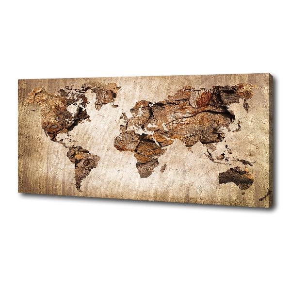 Cuadro canvas con impresión uv duradera horizontal Mapa del mundo de madera
