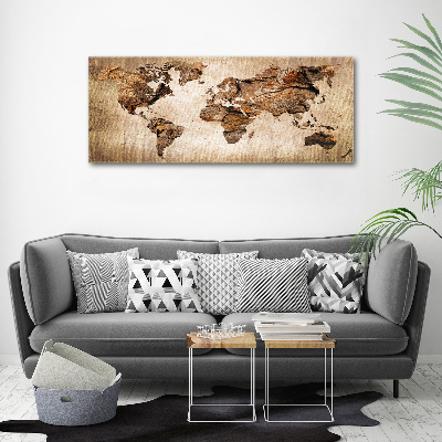 Cuadro canvas con impresión uv duradera horizontal Mapa del mundo de madera