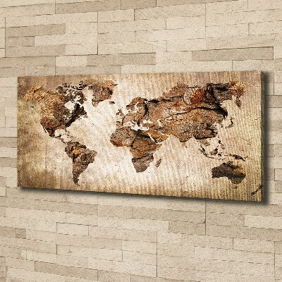 Cuadro canvas con impresión uv duradera horizontal Mapa del mundo de madera