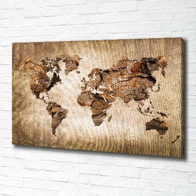 Cuadro canvas con impresión uv duradera horizontal Mapa del mundo de madera