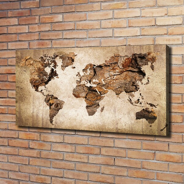 Cuadro canvas con impresión uv duradera horizontal Mapa del mundo de madera