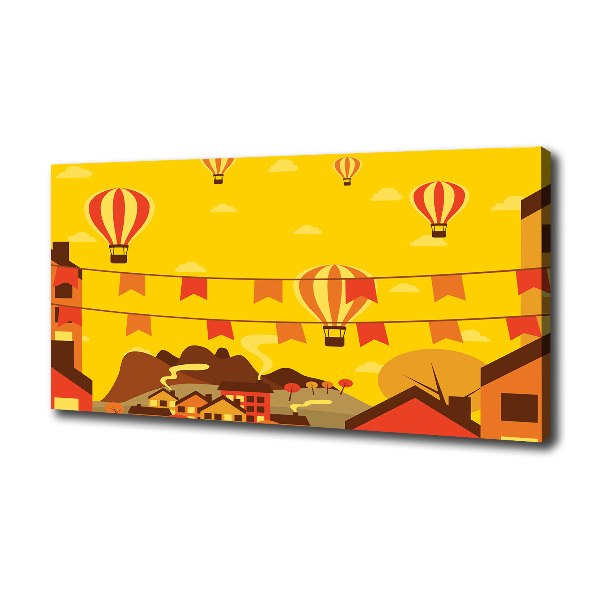 Cuadro canvas moderno de gran formato horizontal Globos sobre la ciudad