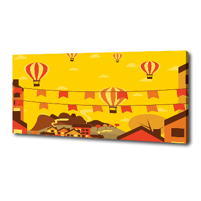 Cuadro canvas moderno de gran formato horizontal Globos sobre la ciudad