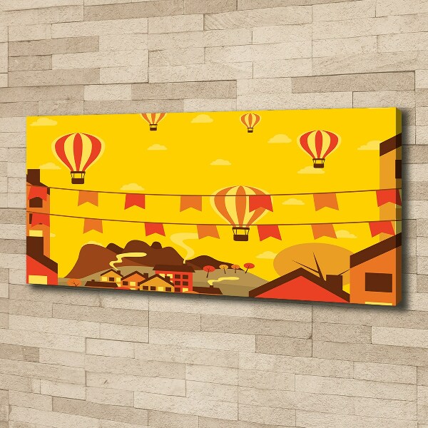 Cuadro canvas moderno de gran formato horizontal Globos sobre la ciudad