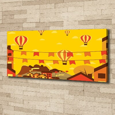 Cuadro canvas moderno de gran formato horizontal Globos sobre la ciudad