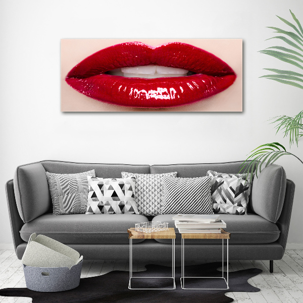 Cuadro canvas moderno de gran formato horizontal labios rojos