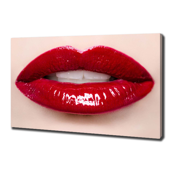 Cuadro canvas moderno de gran formato horizontal labios rojos