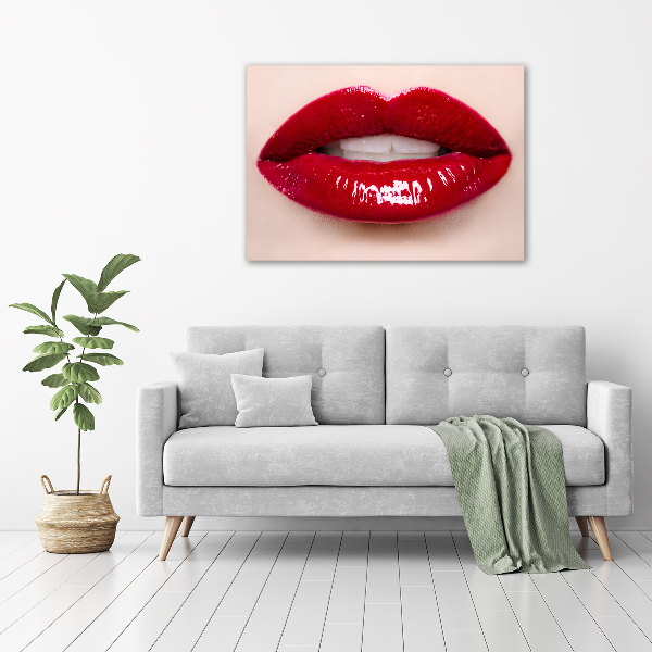Cuadro canvas moderno de gran formato horizontal labios rojos