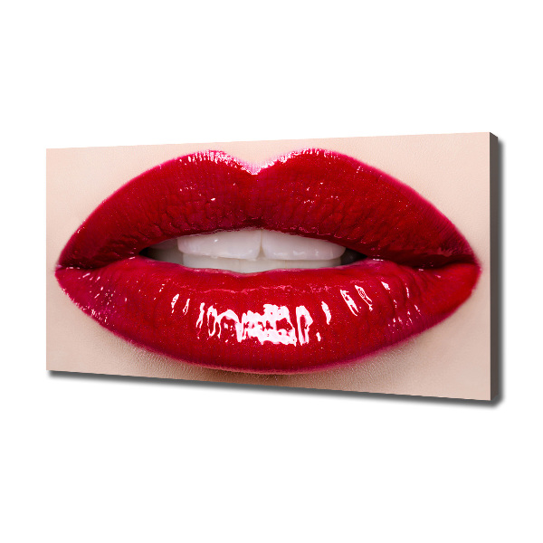 Cuadro canvas moderno de gran formato horizontal labios rojos