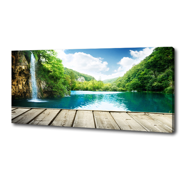 Fotocuadro en lienzo de alta calidad horizontal Cascada en el bosque