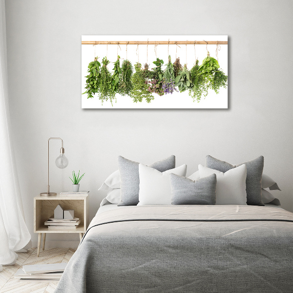 Cuadro canvas con impresión uv duradera horizontal Hierbas en una cuerda
