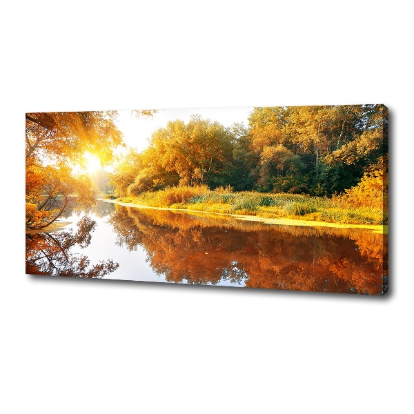 Cuadro canvas con impresión uv duradera horizontal Río en otoño