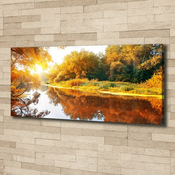 Cuadro canvas con impresión uv duradera horizontal Río en otoño