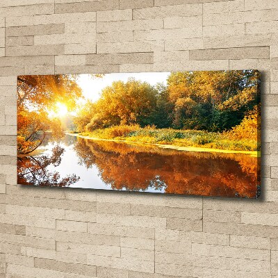 Cuadro canvas con impresión uv duradera horizontal Río en otoño
