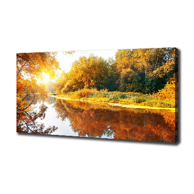 Cuadro canvas con impresión uv duradera horizontal Río en otoño