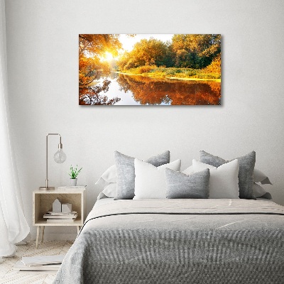 Cuadro canvas con impresión uv duradera horizontal Río en otoño