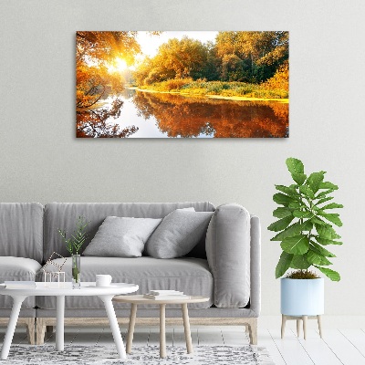 Cuadro canvas con impresión uv duradera horizontal Río en otoño