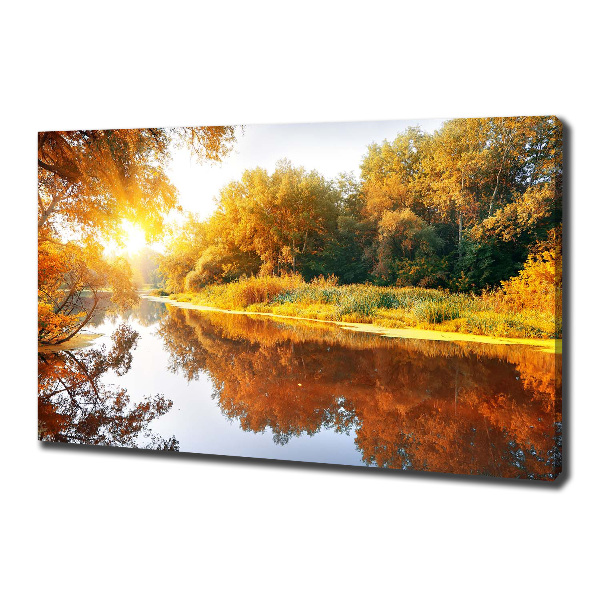 Cuadro canvas con impresión uv duradera horizontal Río en otoño