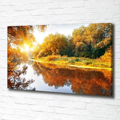 Cuadro canvas con impresión uv duradera horizontal Río en otoño