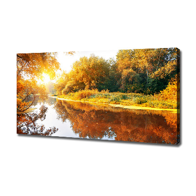 Cuadro canvas con impresión uv duradera horizontal Río en otoño
