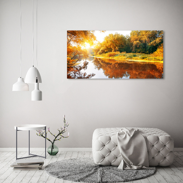 Cuadro canvas con impresión uv duradera horizontal Río en otoño