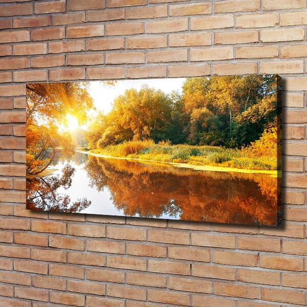 Cuadro canvas con impresión uv duradera horizontal Río en otoño