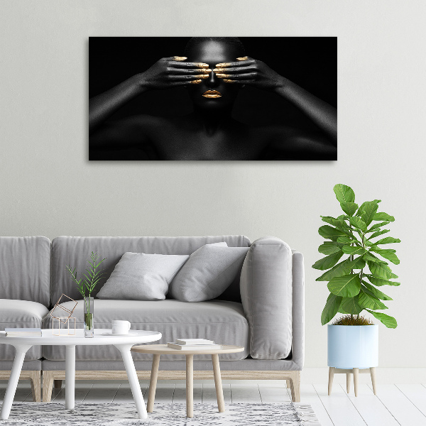 Cuadro canvas moderno de gran formato horizontal Mujer de negro