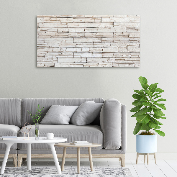 Cuadro canvas con impresión uv duradera horizontal Muro de piedra blanca