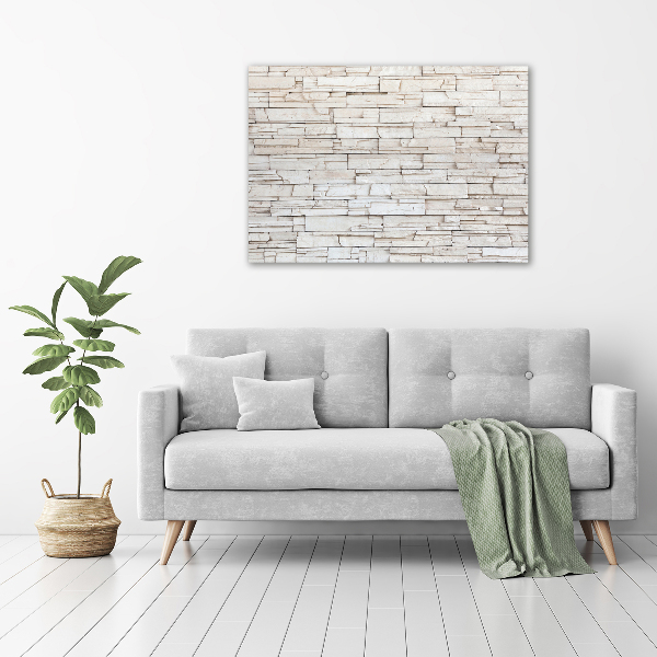 Cuadro canvas con impresión uv duradera horizontal Muro de piedra blanca