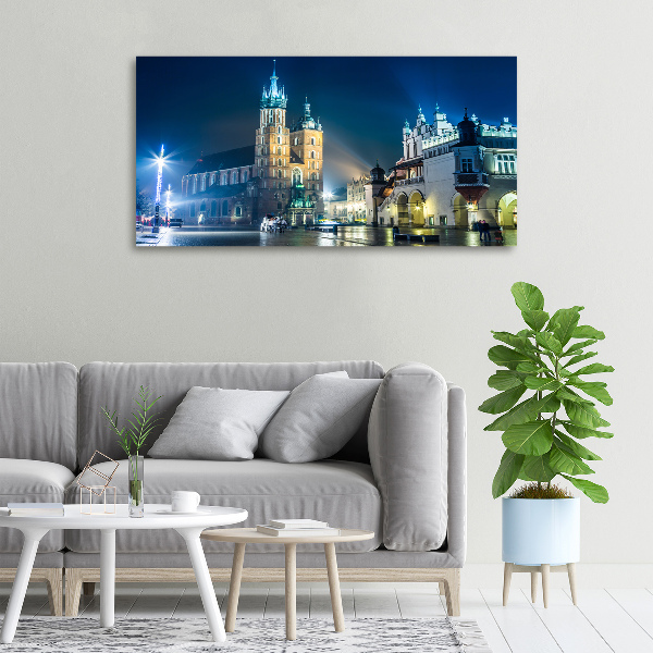 Cuadro canvas moderno de gran formato horizontal Cracovia de noche