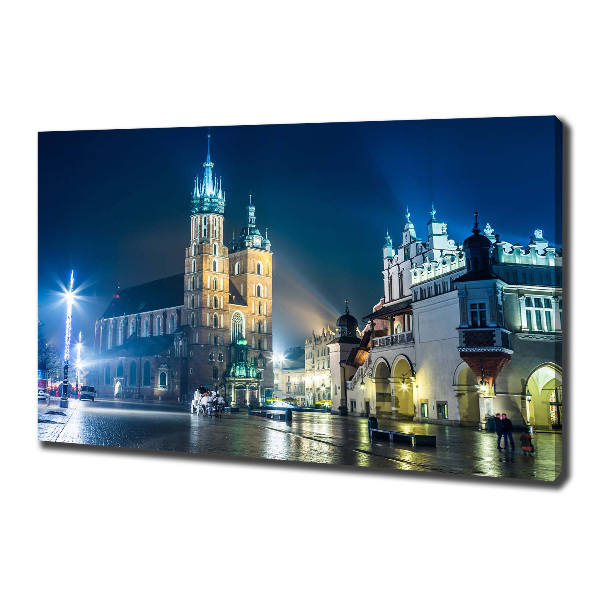 Cuadro canvas moderno de gran formato horizontal Cracovia de noche