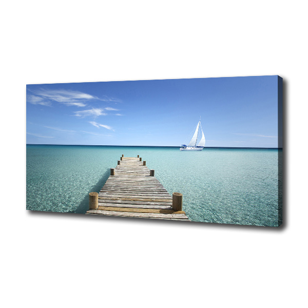 Cuadro canvas con impresión uv duradera horizontal Muelle de madera