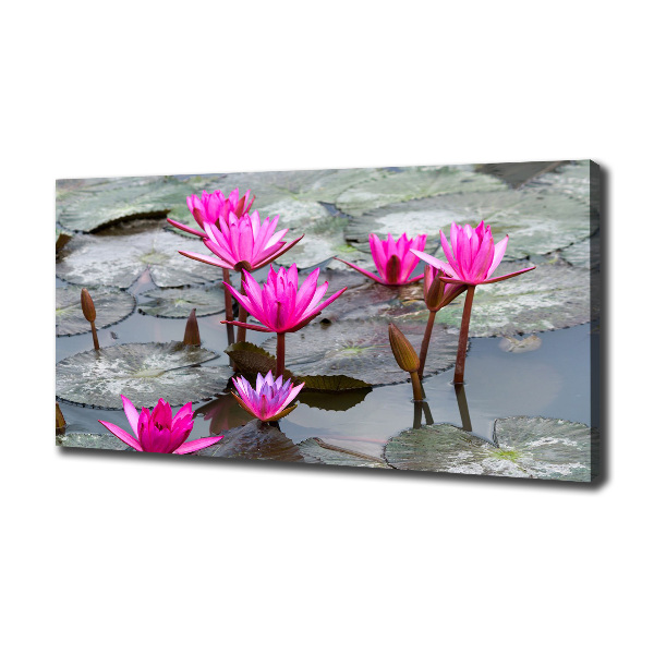 Cuadro canvas moderno de gran formato horizontal flor de loto