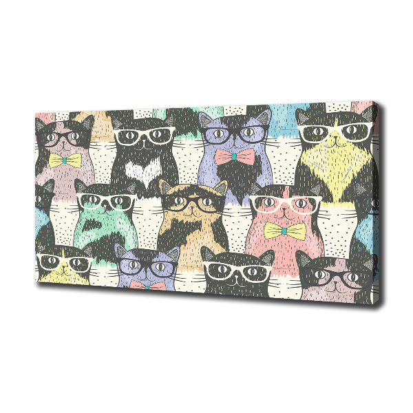 Cuadro canvas con impresión uv duradera horizontal Gatos con gafas