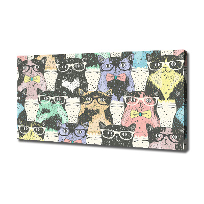 Cuadro canvas con impresión uv duradera horizontal Gatos con gafas