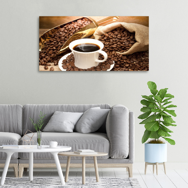 Cuadro canvas moderno de gran formato horizontal Una taza de café