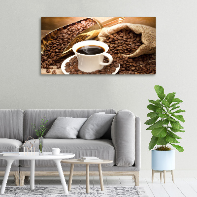 Cuadro canvas moderno de gran formato horizontal Una taza de café
