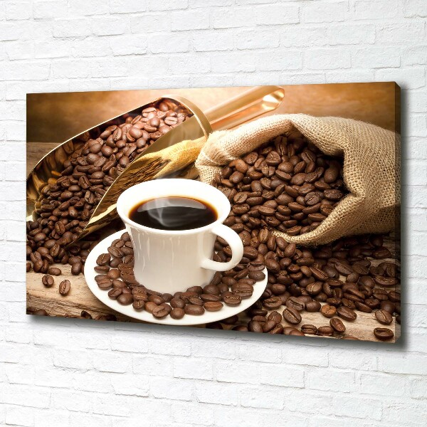 Cuadro canvas moderno de gran formato horizontal Una taza de café