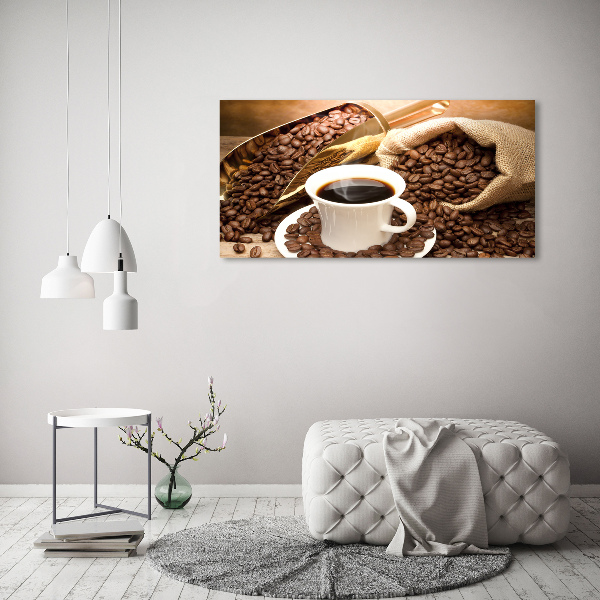 Cuadro canvas moderno de gran formato horizontal Una taza de café