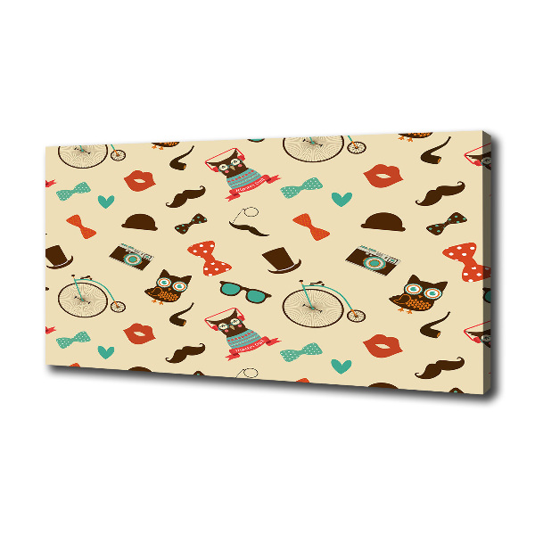 Foto en lienzo con acabado profesional horizontal Búhos hipster