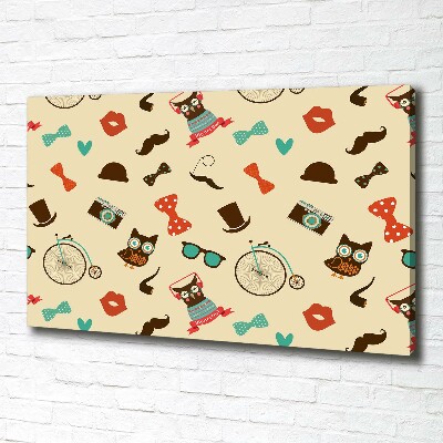 Foto en lienzo con acabado profesional horizontal Búhos hipster