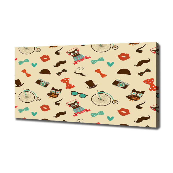 Foto en lienzo con acabado profesional horizontal Búhos hipster